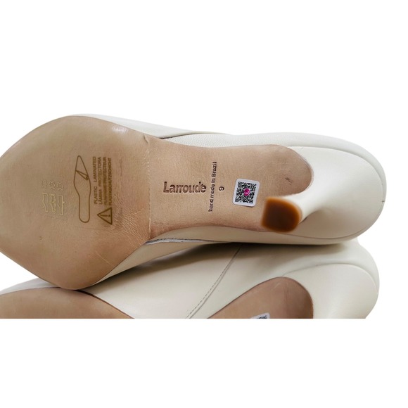 LARROUDE Kate Knee High Leather Boots Ivory Cream Heels Size 9 NWOT - Picture 6 of 8